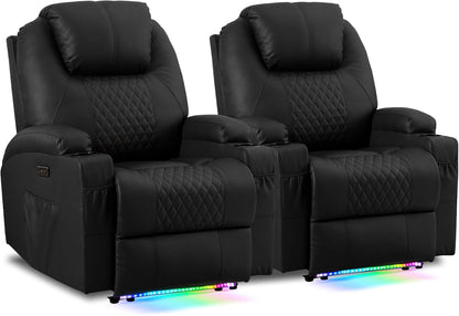 AHMED Power Recliner Chair with Vibration Massage & Heat for Adults, Faux Leather Home Theater