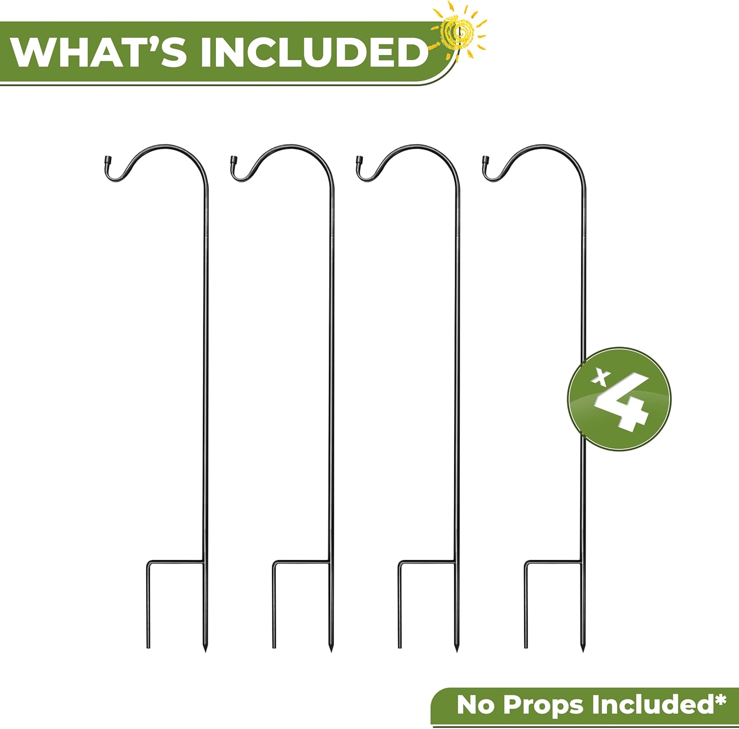 Sorbus® Shepherd's Hooks - Set of 4 Extendable Garden Planter Stakes for Bird Feeders, Outdoor