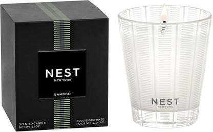 NEST New York Scented Classic Candle, Bamboo - 8.1 oz - Up to 60-Hour Burn Time - Reusable Glass