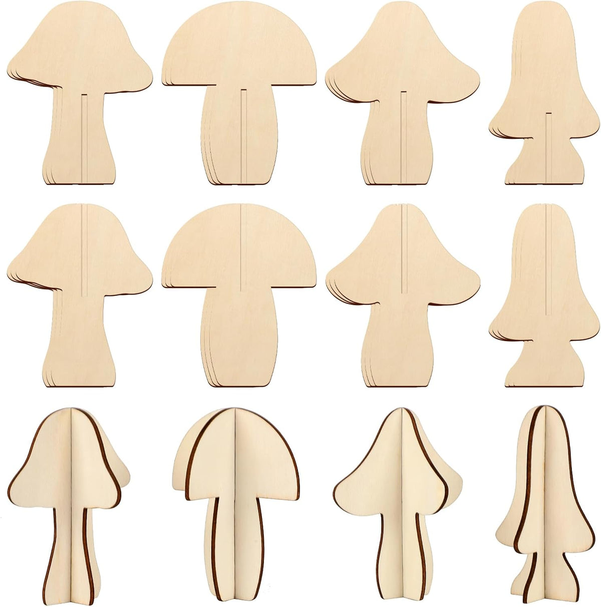 COCHIE DIY 3D Mushroom Spring Wood Crafts to Paint for Kids Adults, Paintable Unfinished Wooden