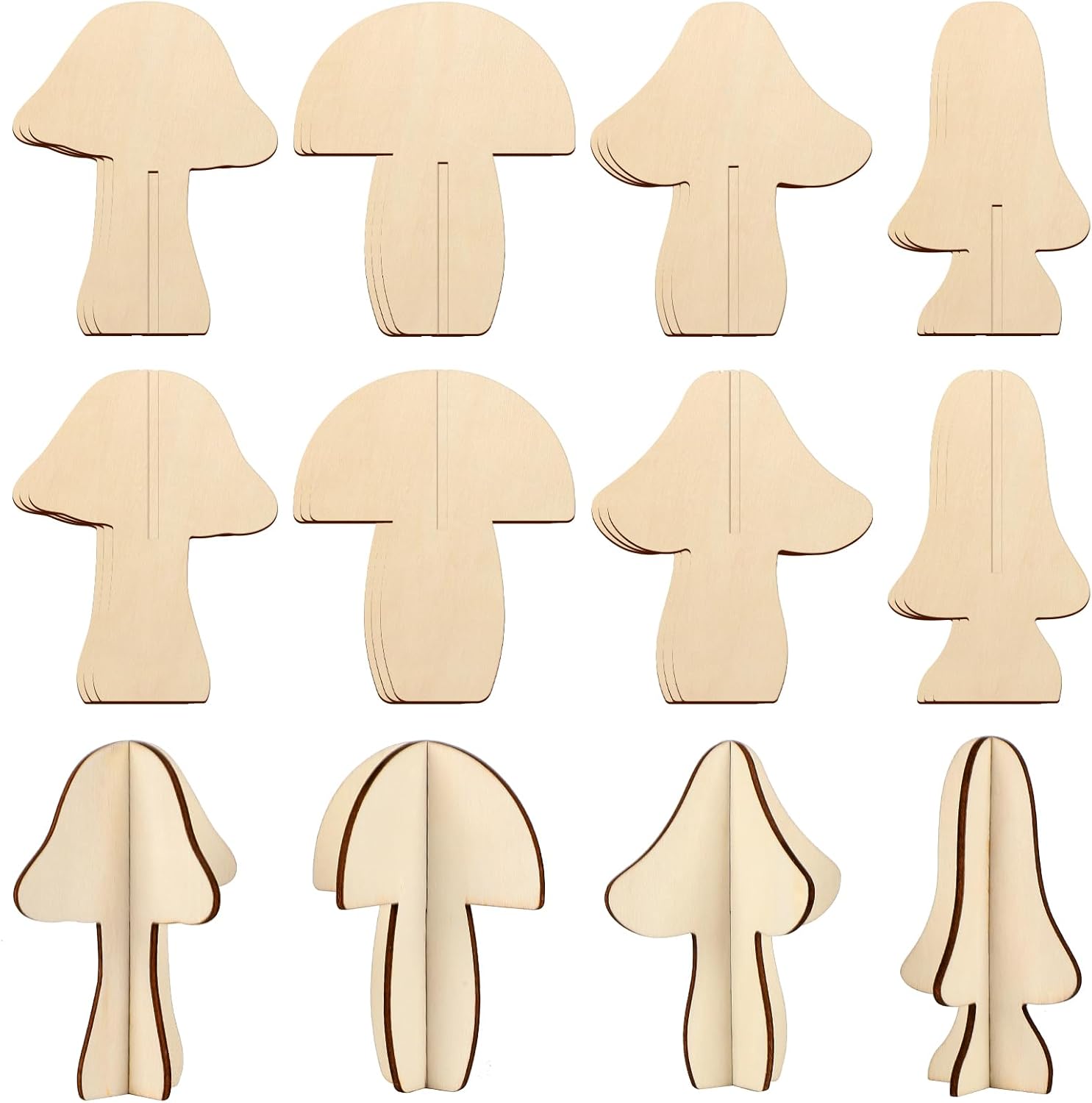 COCHIE DIY 3D Mushroom Spring Wood Crafts to Paint for Kids Adults, Paintable Unfinished Wooden