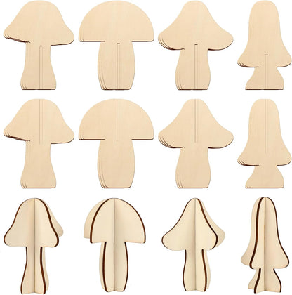 COCHIE DIY 3D Mushroom Spring Wood Crafts to Paint for Kids Adults, Paintable Unfinished Wooden
