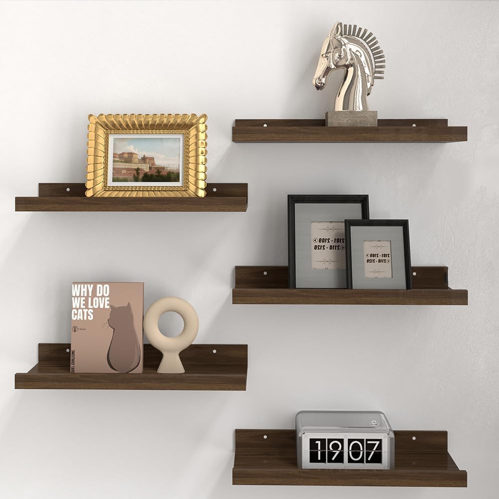 RICHER HOUSE 5 Set Floating Shelves for Wall Decor, Wall Mounted Book Shelf, Nursery Shelves
