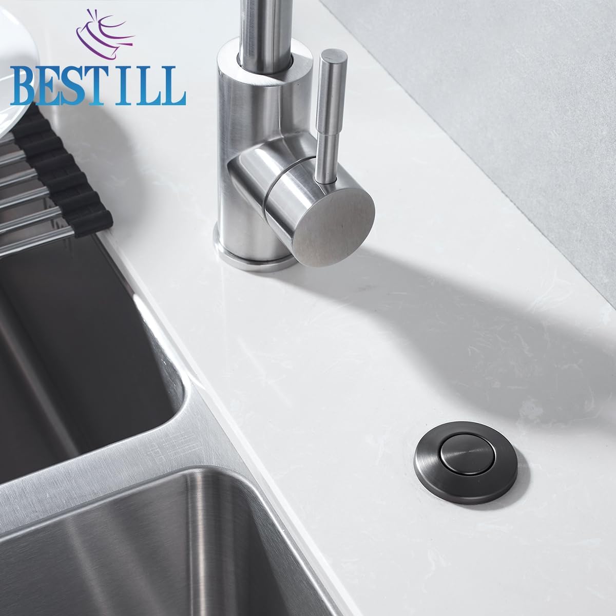 BESTILL Garbage Disposal Button, UL Listed, Cordless Sink Top Air Switch Kit for Waste Disposer