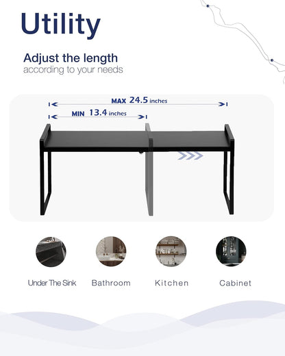 Nxconsu Expandable Cabinet Shelf Organizer Riser for Kitchen Pantry Cupboard Under Sink Countertop