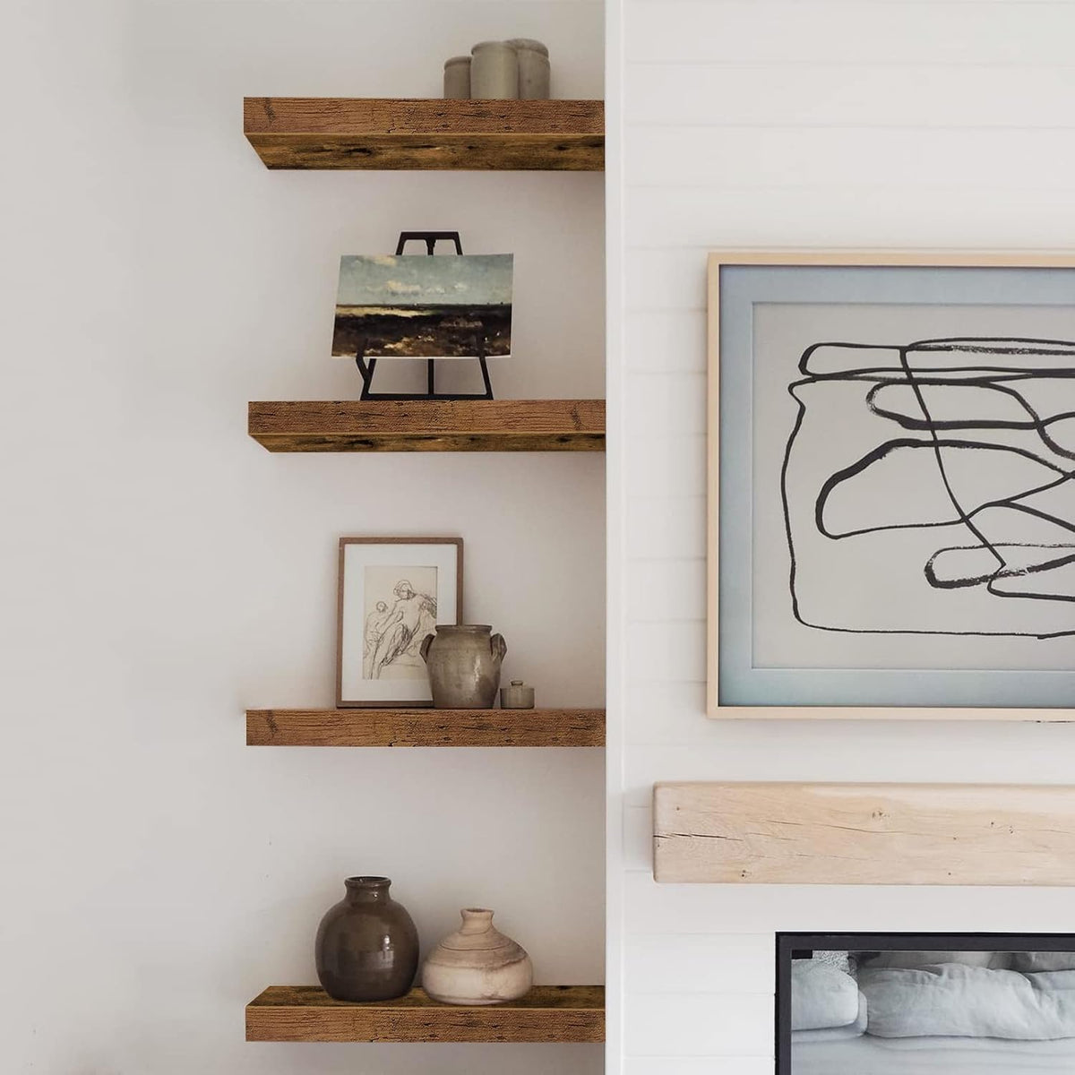 QEEIG Floating Shelves for Wall Bathroom Shelf Bedroom Kitchen Living Room Farmhouse Small Book