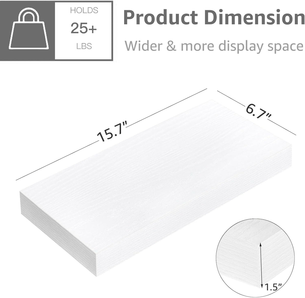 QEEIG Floating Shelves for Wall Bathroom Shelf Bedroom Kitchen Living Room Hanging Book Shelves