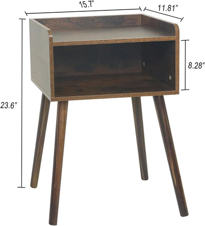 MaxSmeo Night Stand Set 2, Mid Century Modern Side Table Bedroom with Storage, Small End Bedside