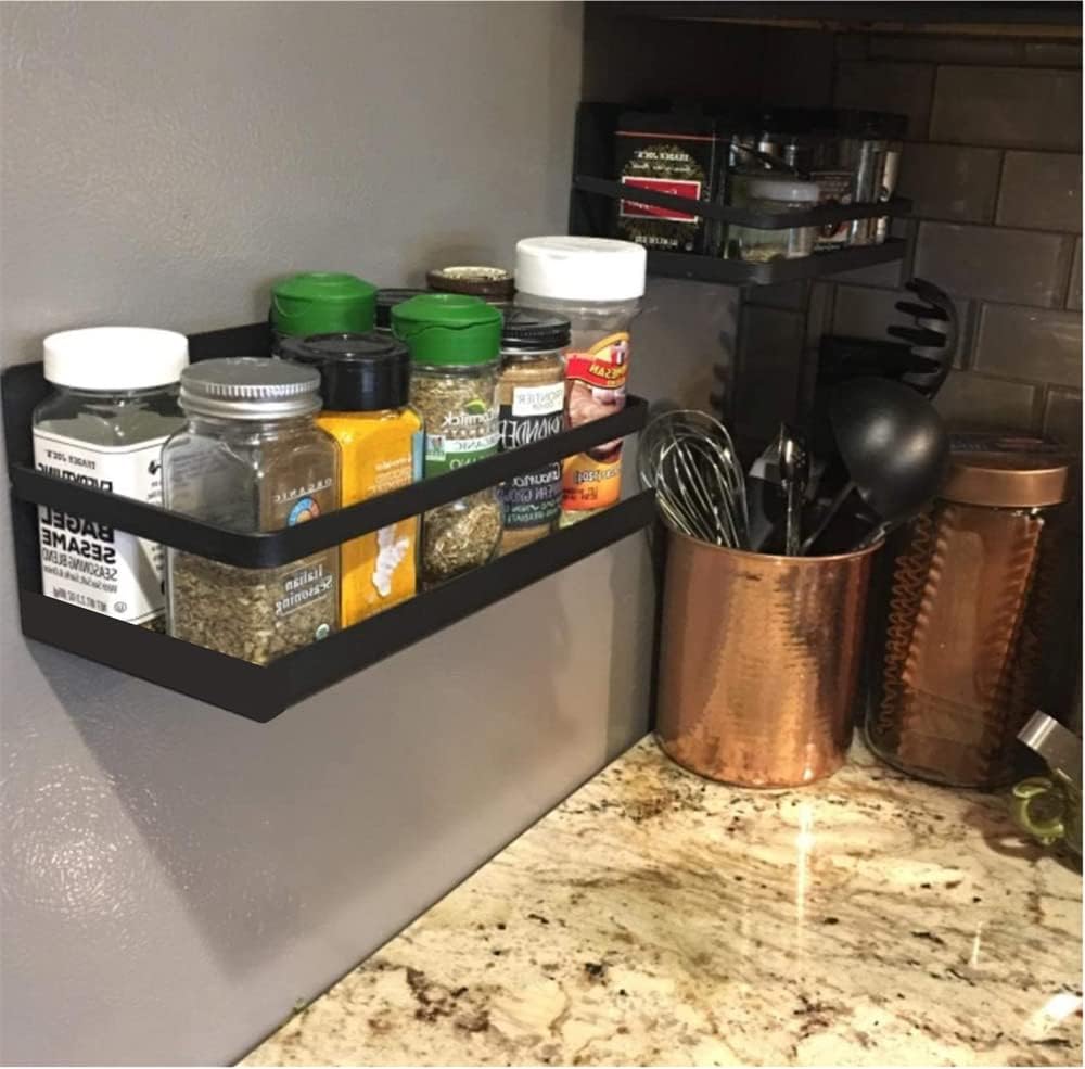 Magnetic Spice Rack Holder Paper Towel Holder with Hook for Refrigerator Fridge Organizer for