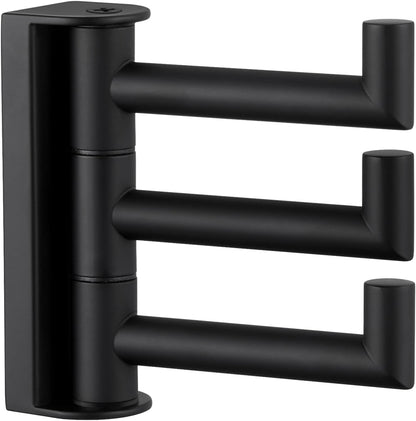 Angle Simple Swivel Towel Hook 3 Arms, SUS 304 Stainless Steel Foldable Bathroom Robe Towel Hook