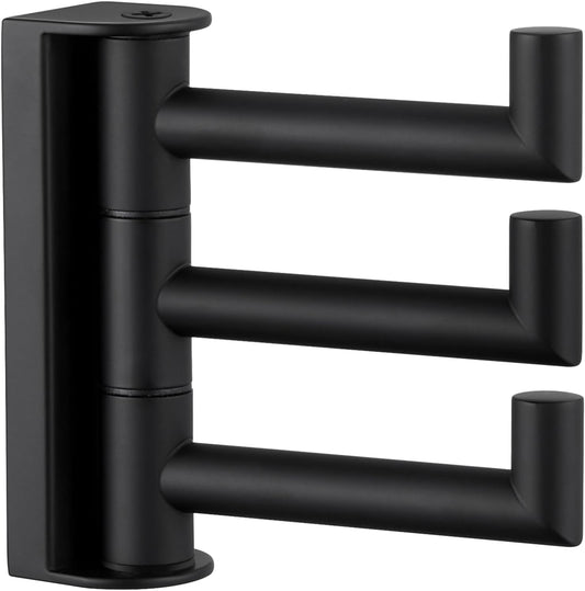 Angle Simple Swivel Towel Hook 3 Arms, SUS 304 Stainless Steel Foldable Bathroom Robe Towel Hook