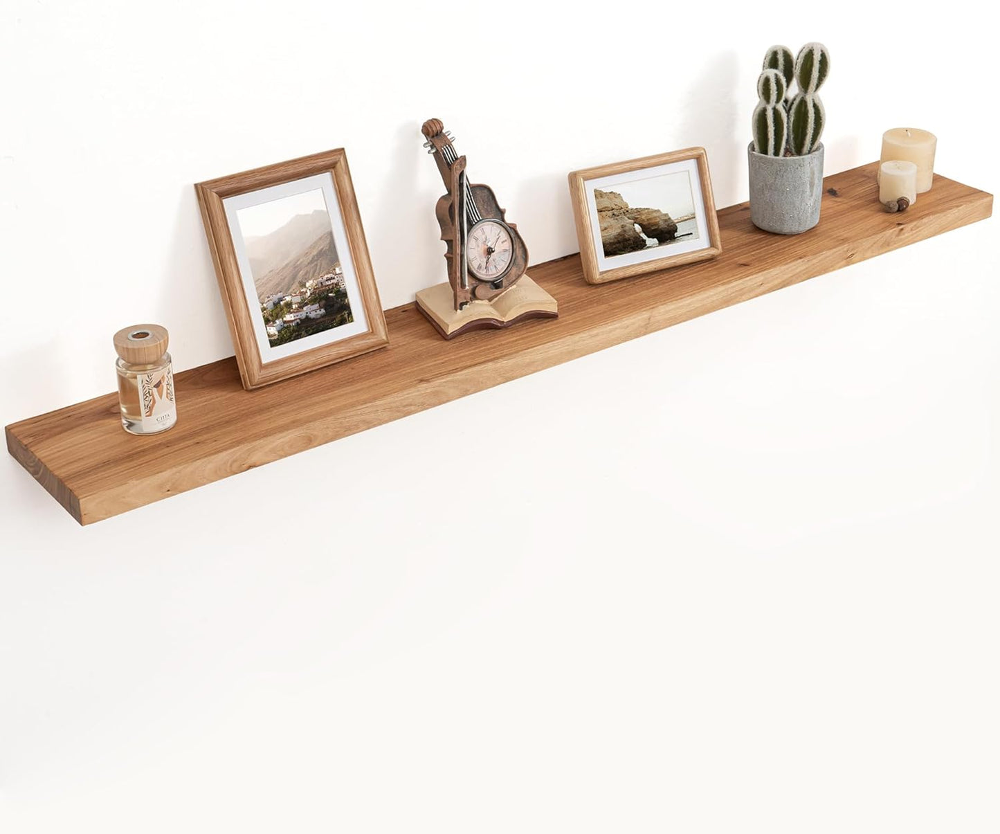 Floating Shelves for Wall Decor, 8" Deep Rustic Solid Elm Wood Floating Shelves Wall Mounted, Wall