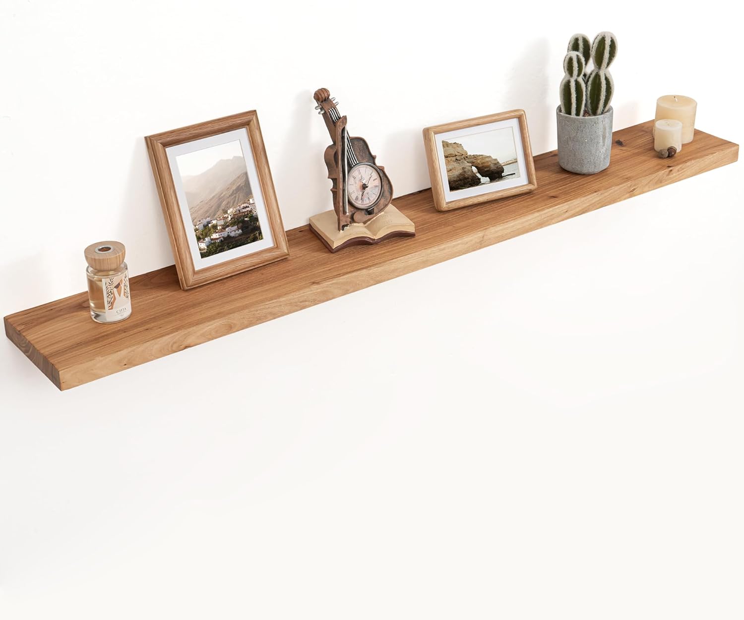 Floating Shelves for Wall Decor, 8" Deep Rustic Solid Elm Wood Floating Shelves Wall Mounted, Wall