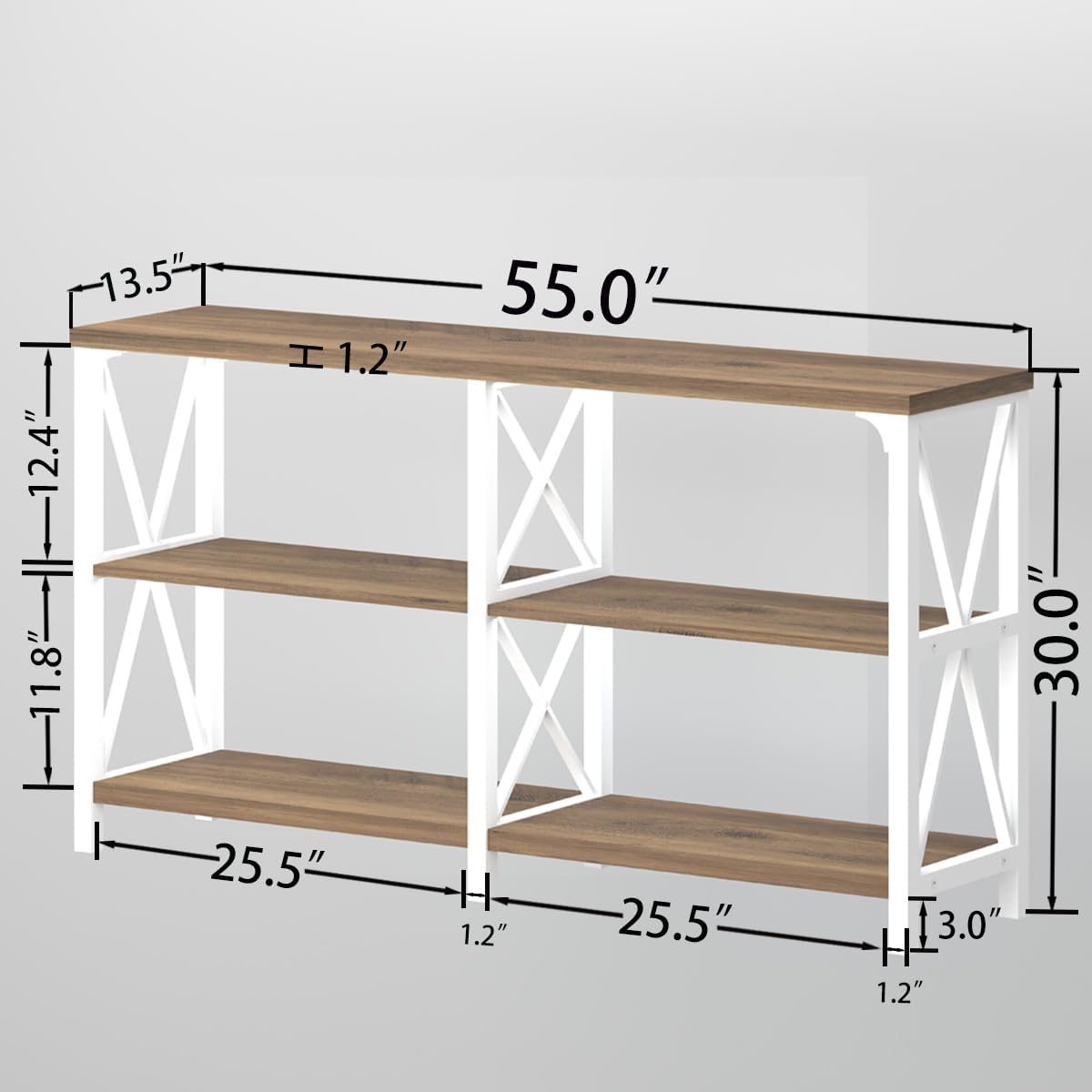 LVB Farmhouse Entryway Table, Industrial Wood Sofa Table with Storage Shelf, Modern Console Tables