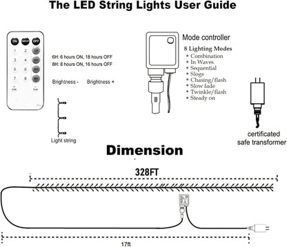 Dazzle Bright Outdoor Halloween String Lights, 1000 LED 328 FT Plug in Fairy Light with Remote