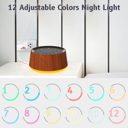 Brown Noise Sound Machine with 30 Soothing Sounds 12 Colors Night Light White Noise Machine for