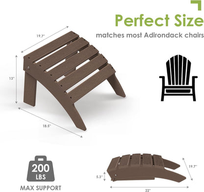 GREENVINES Adirondack-Ottoman | Wood Grain | Set of 2 | HDPE Plastic | Outdoor Footrest | All