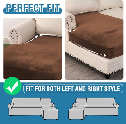 H.VERSAILTEX Velvet Stretch Individual Chaise Cover Sectional Couch Covers for L Shaped Sofa Both