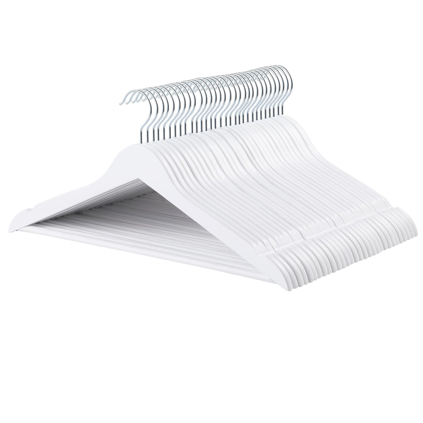 Amazon Basics Wood Suit Clothes Hangers for Closet Organizer, White, 30-Pack