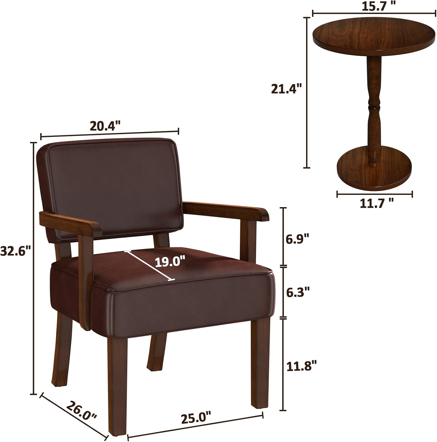 Accent Chair, PU Leather Living Room Chairs Oversize with Soft Seat and Armrests for Living Room