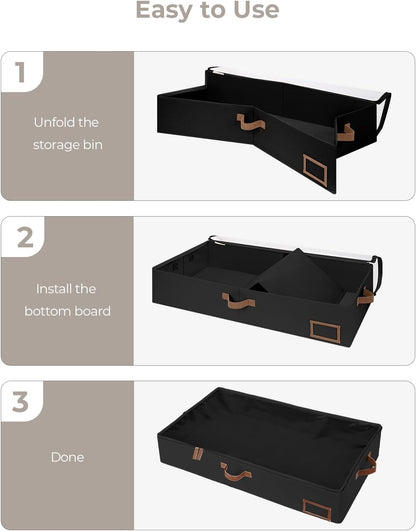 StorageWorks Large Under Bed Storage Containers with Handles and Label Holder, 2 Pack Ultra-thick