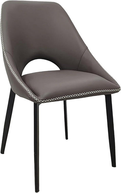 LeisureMod Amalfi Upholstered Fabric Dining Chair – Modern Side Chair with Iron Legs, Mid-Century