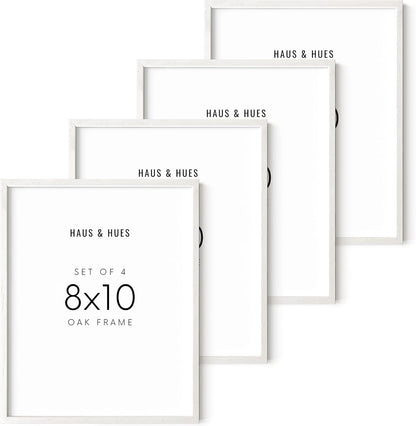 HAUS AND HUES 8x10 Picture Frame Set of 4-8 x 10 Frame White Photo Frames, Wood Frames Bulk, 8x10