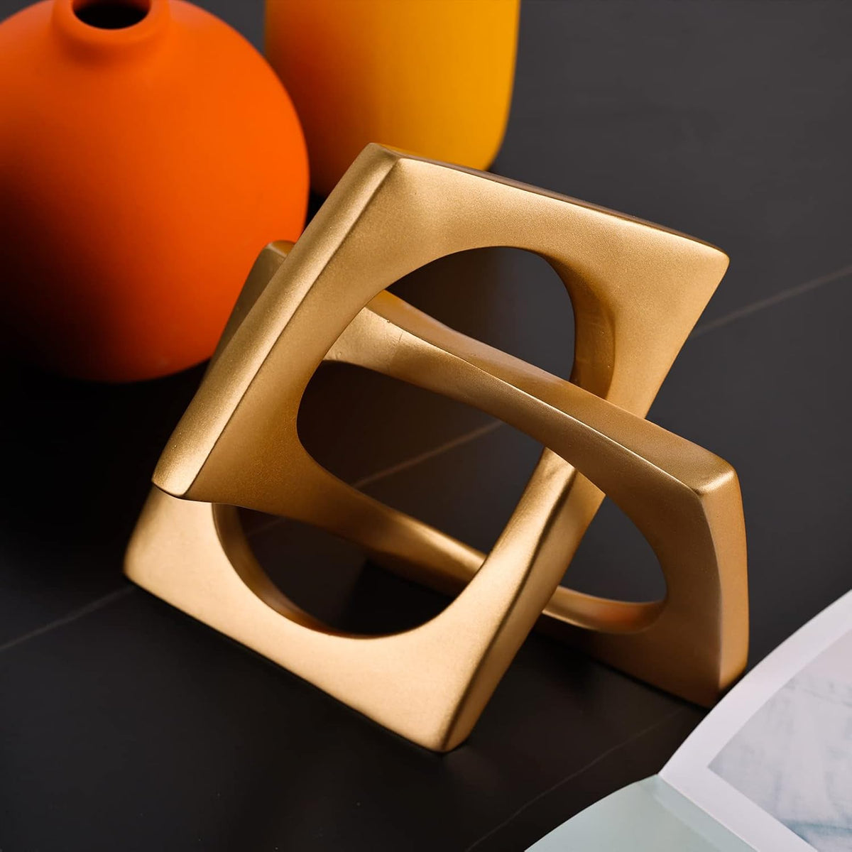 XMGZQ Gold Knot Statue for Coffee Table Centerpiece Decor,Modern Abstract Art Geometric Sculpture
