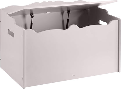 Amazon Basics Kids Toy Box, Wooden Organizer Storage Chest, Gray, 30" x 18" x 19"