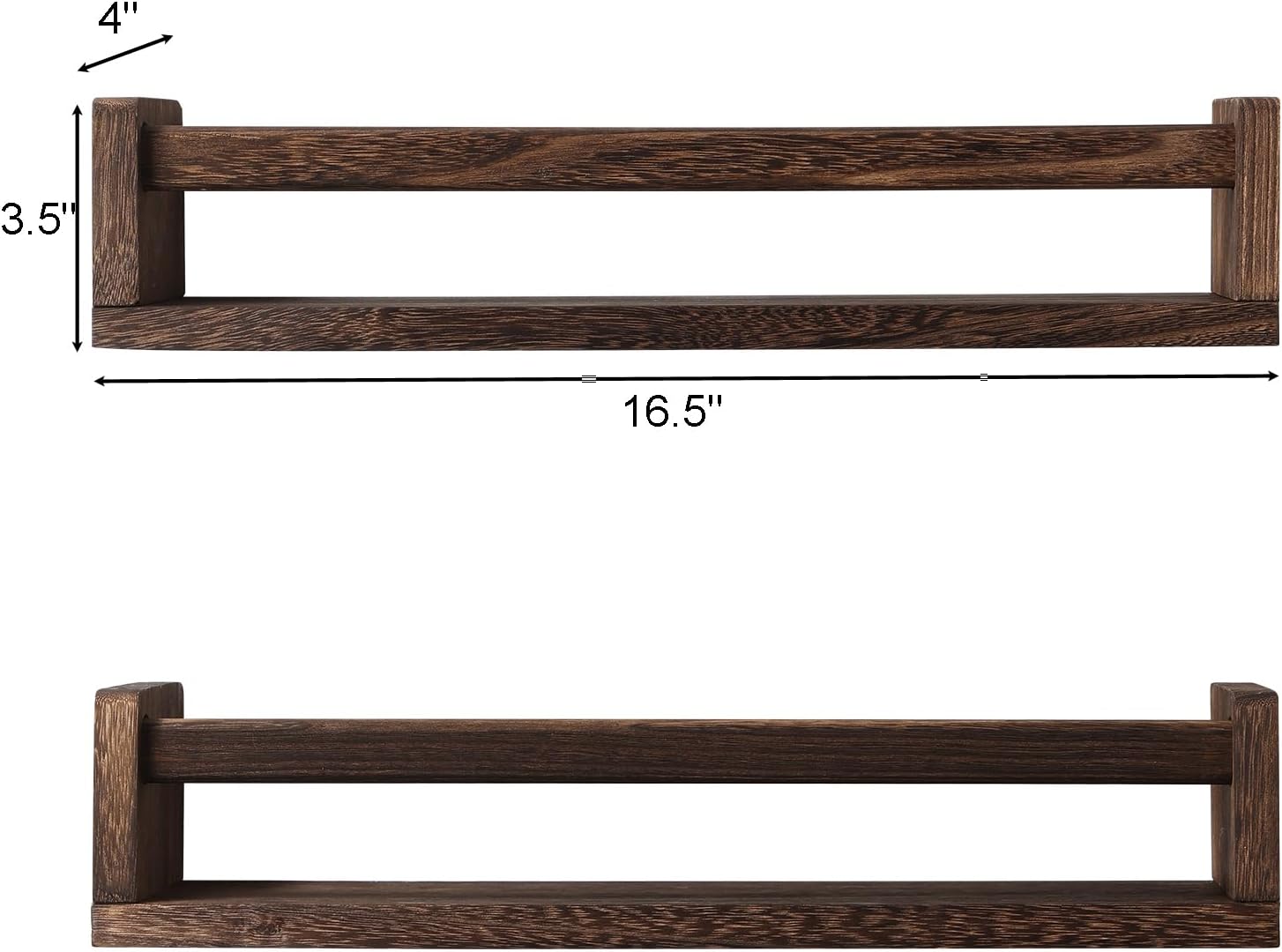 Nursery Book Shelves, Set of 2 Wood Floating Book Shelves for Kids Room, Kitchen Spice Rack, or