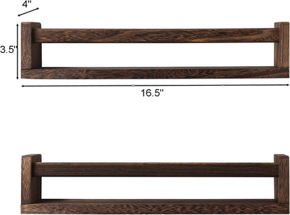Nursery Book Shelves, Set of 2 Wood Floating Book Shelves for Kids Room, Kitchen Spice Rack, or