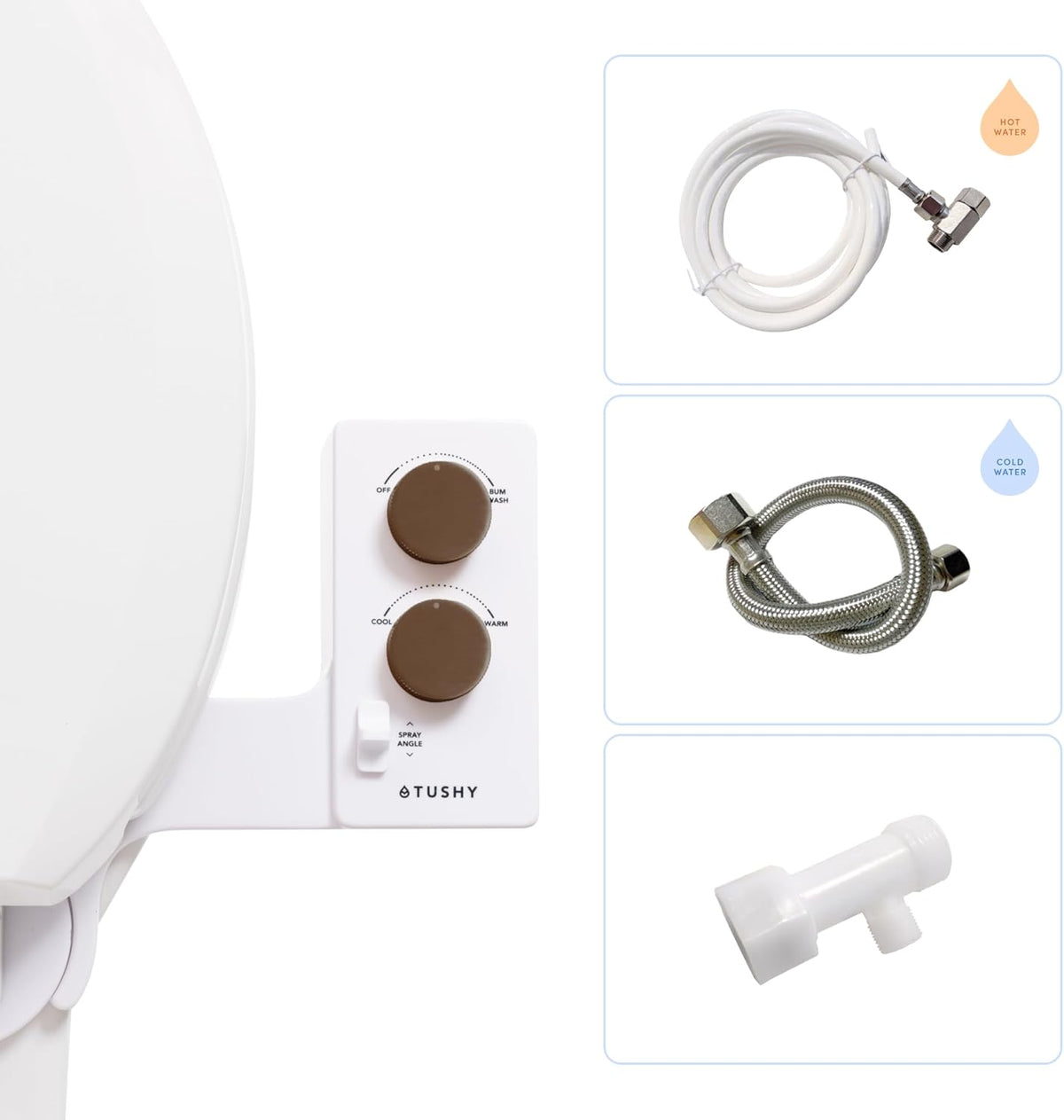 TUSHY Self-Cleaning Cool to Warm Water Bidet Attachment. Easy Universal DIY Install, No Plumber