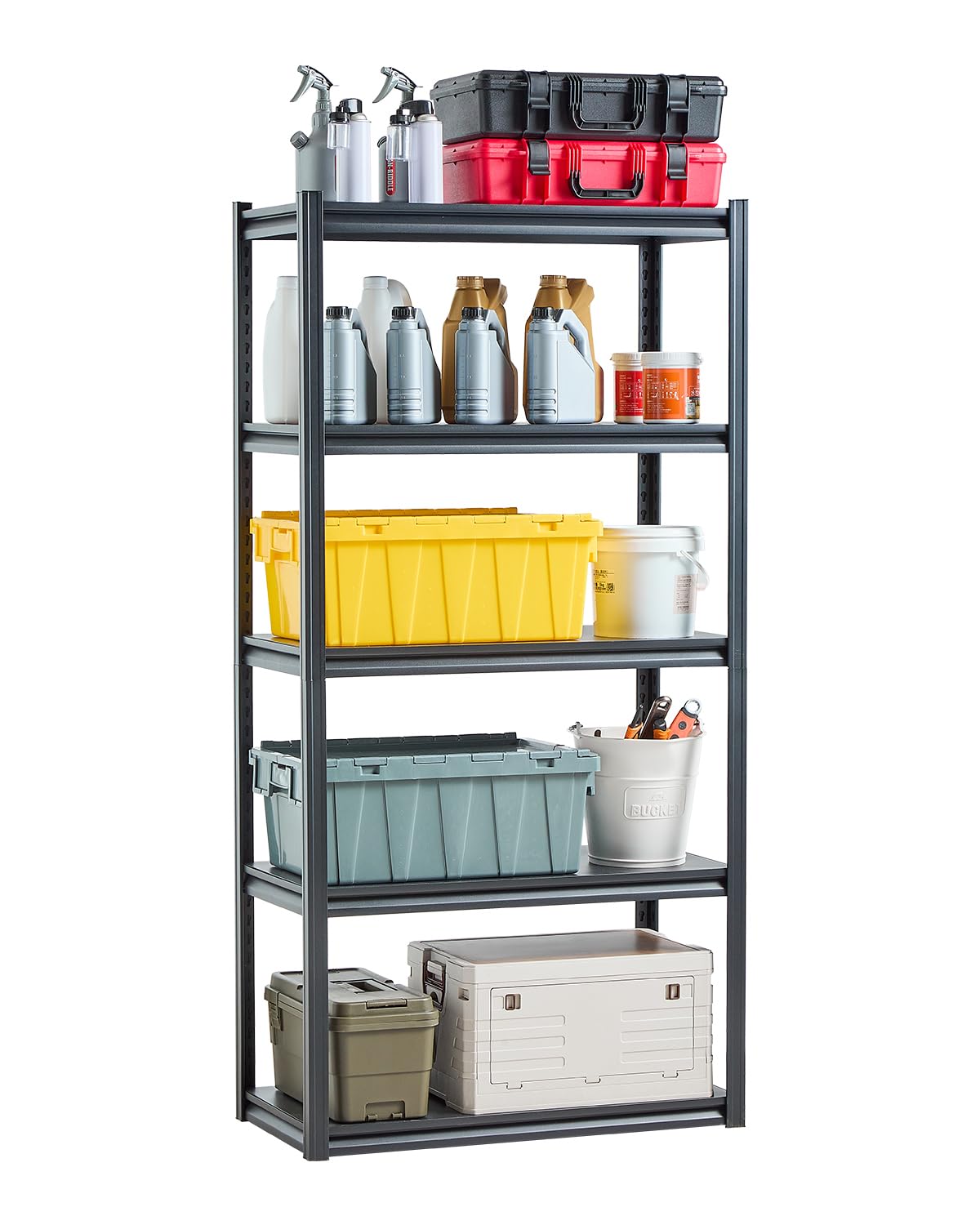 VEVOR Storage Shelves, 2000 lbs, 5 Tier Garage Storage Shelving, 18" D x 36" W x 72" H Adjustable