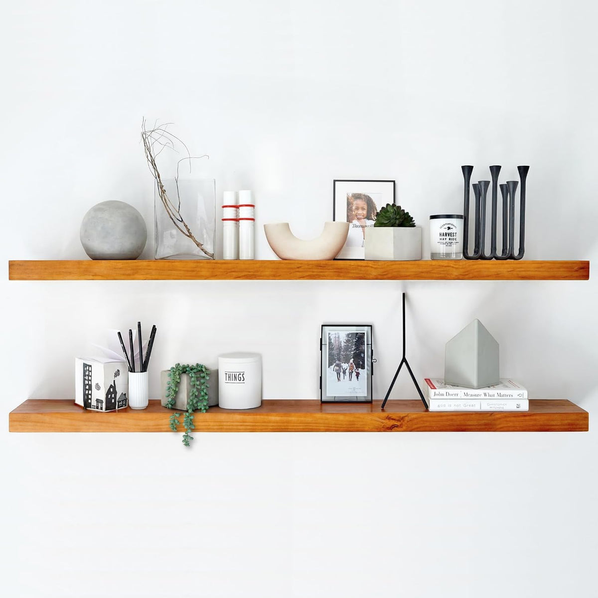 Homeforia Floating 60 inch Oak Shelves, High End Solid Real Wood 60inch Floating Shelf for Wall
