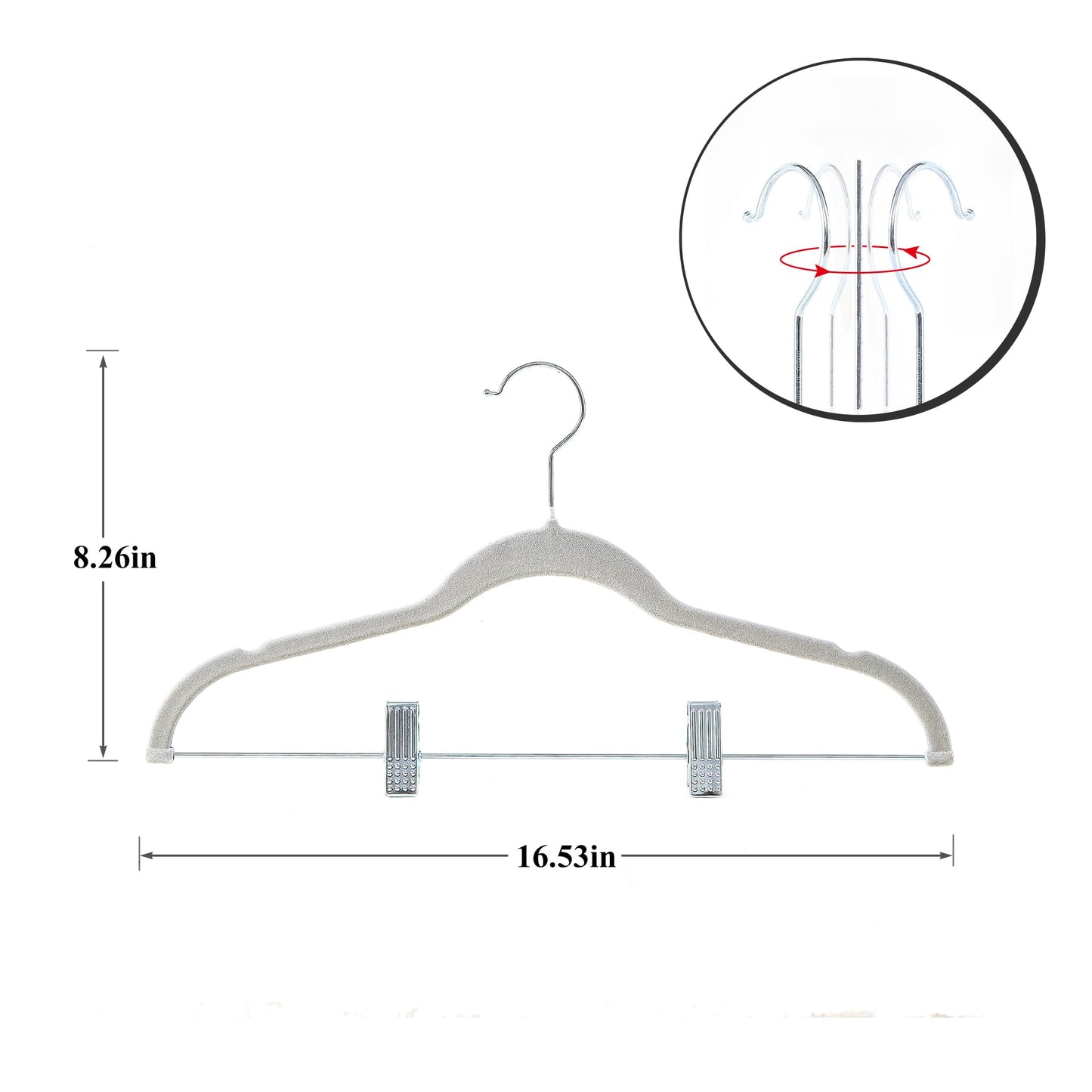 VECELO 20 Pack Velvet Clothes Hangers with Adjustable Clips,Heavy-Duty Non Slip & Space-Saving with