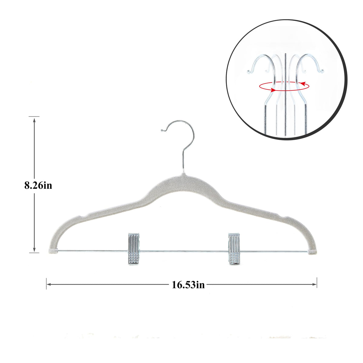 VECELO 20 Pack Velvet Clothes Hangers with Adjustable Clips,Heavy-Duty Non Slip & Space-Saving with