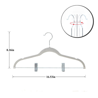 VECELO 20 Pack Velvet Clothes Hangers with Adjustable Clips,Heavy-Duty Non Slip & Space-Saving with