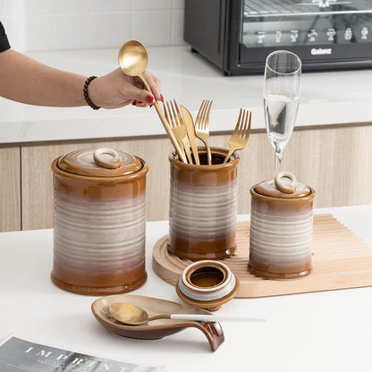 Nihow Ceramic Food Storage Jar Sets: Container with Air Tight Ceramic Lid for