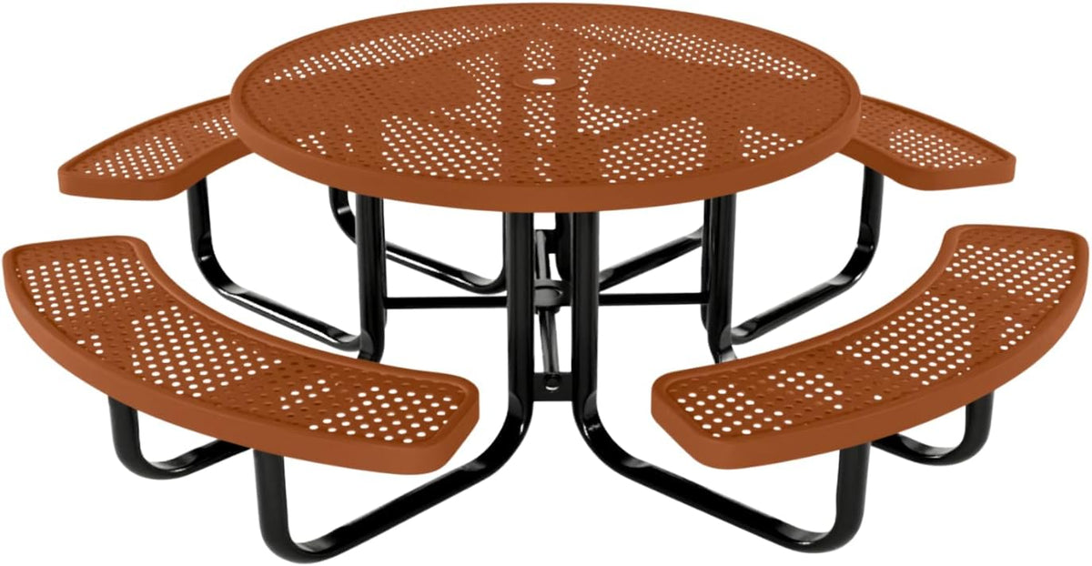 Heavy-Duty Portable Outdoor Kids Table with Umbrella Hole, Punched Steel Kids Picnic Table