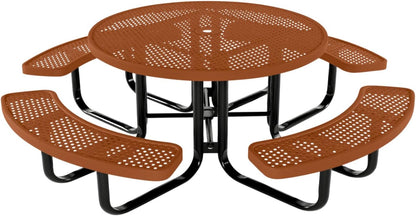 Heavy-Duty Portable Outdoor Kids Table with Umbrella Hole, Punched Steel Kids Picnic Table