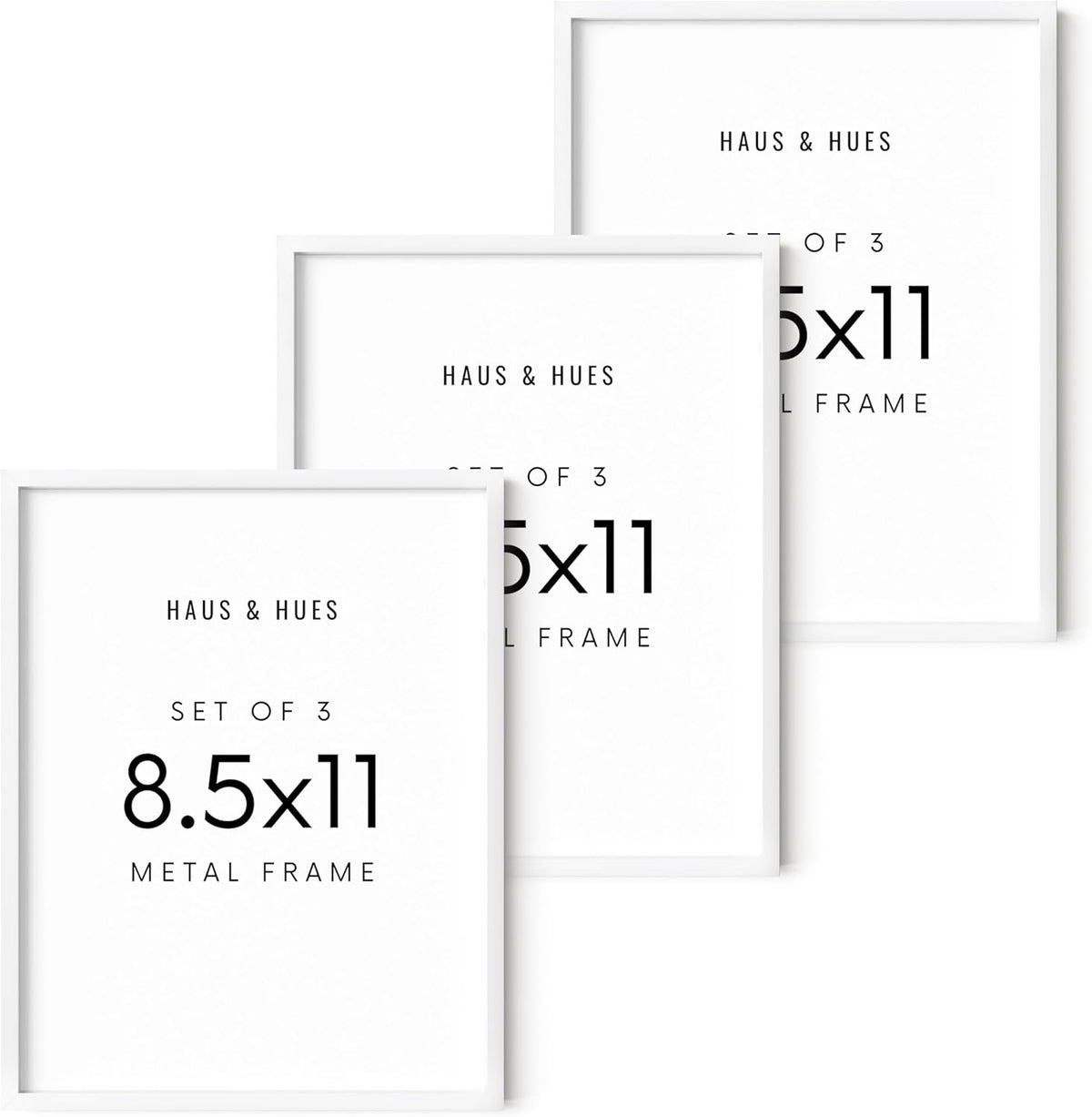 HAUS AND HUES 8.5x11 White Metal Picture Frames - Features Premium Aluminum, Shatterproof