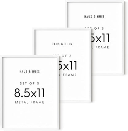 HAUS AND HUES 8.5x11 White Metal Picture Frames - Features Premium Aluminum, Shatterproof