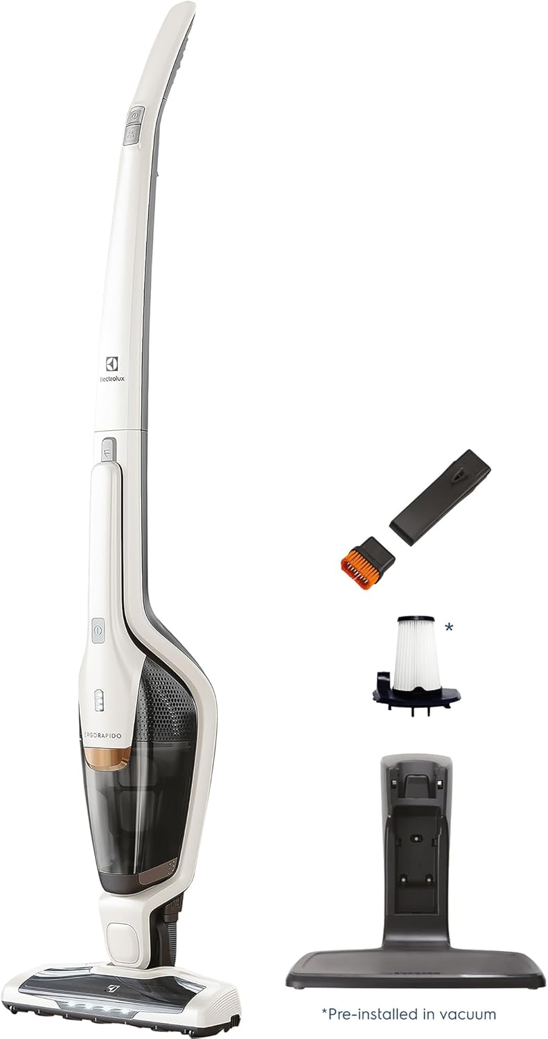 Electrolux Ergorapido Cordless 2-in-1 Vacuum Cleaner with High Suction Power and 180-Degree
