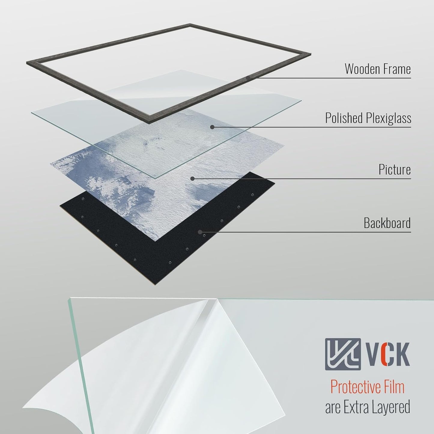 VCK 18x24 Frame Set of 3, Gray Solid Wood Poster Picture Frame, Exclusive Wood Grain, Wall Gallery