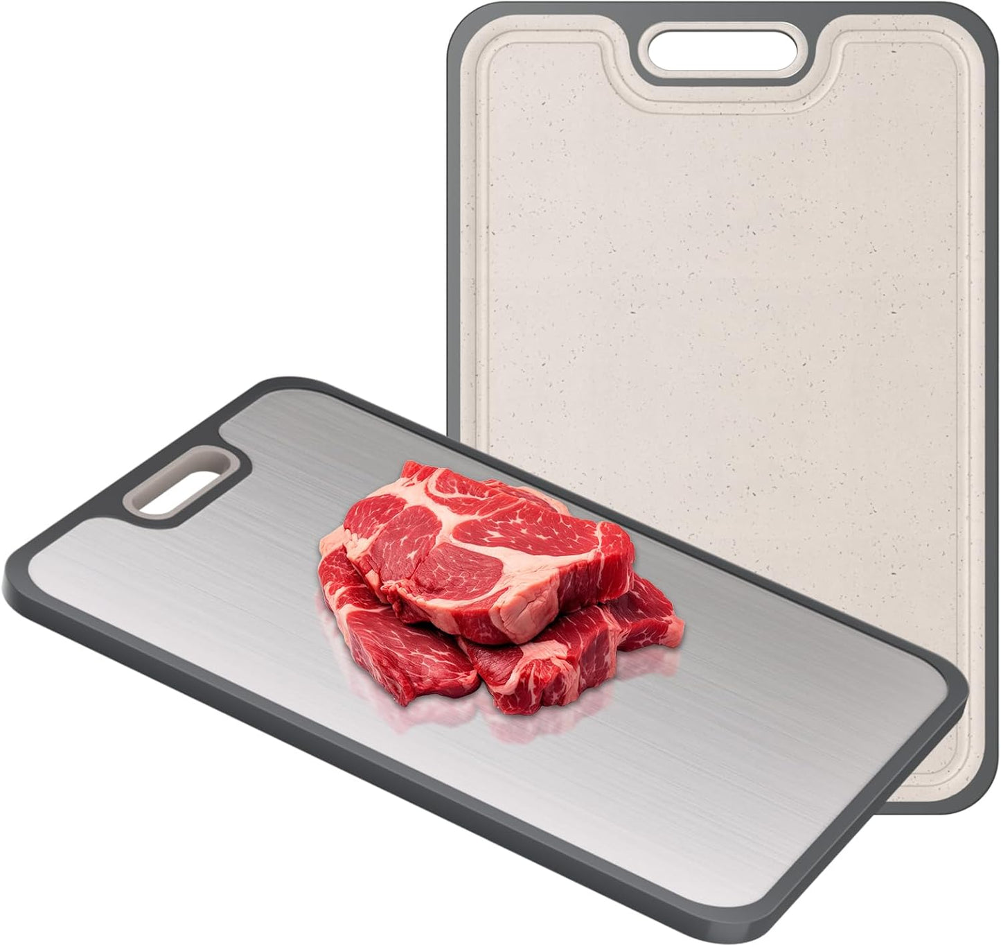 2IN1 Titanium Cutting Boards for Kitchen,Metal Cutting Boards With Pure Titanium and Wheat Straw
