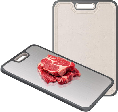 2IN1 Titanium Cutting Boards for Kitchen,Metal Cutting Boards With Pure Titanium and Wheat Straw