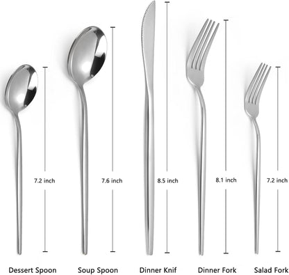 Silverware Set, KassKa 40 Pieces Flatware Cutlery Set, Stainless Steel Utensils Set Spoon Fork