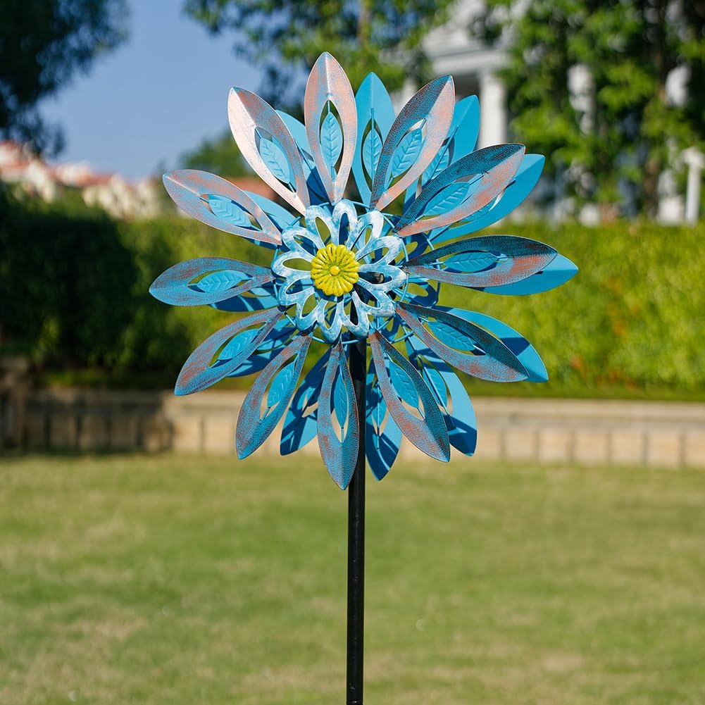 Viveta Wind Spinners,18 * 81" Large Outdoor Wind Spinner,Double-Side Wind Sculpture with 4 Sturdy