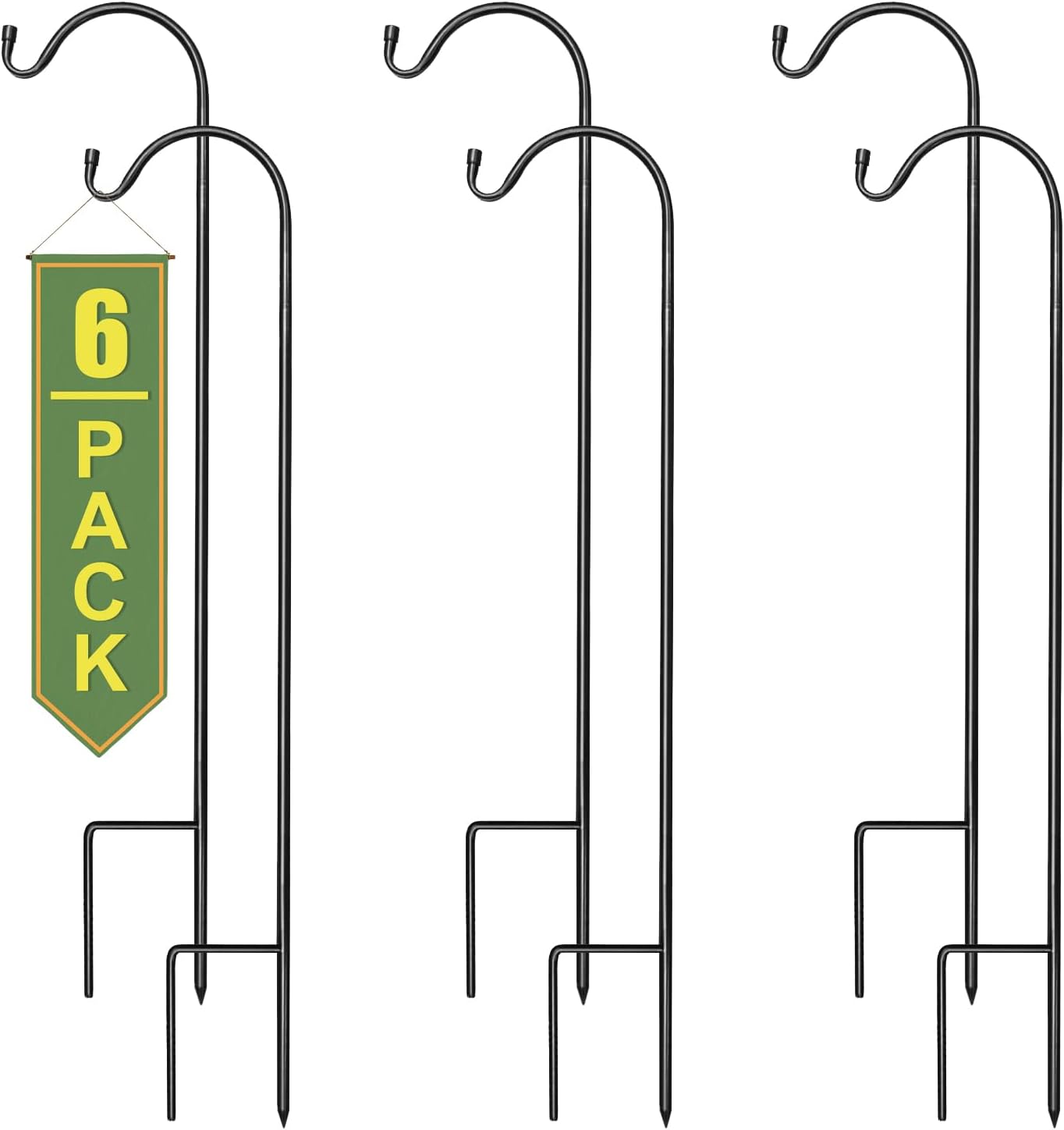 Sorbus Shepherds Hooks for Outdoor - Set of 6 Extendable Garden Planter Stakes for Bird Feeders