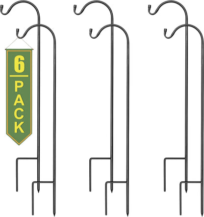 Sorbus Shepherds Hooks for Outdoor - Set of 6 Extendable Garden Planter Stakes for Bird Feeders